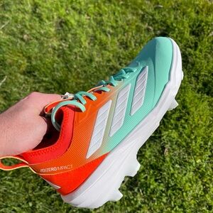 Size 10 Men’s Adidas Baseball Cleats Adizero Orange Teal Blue Miami Colors Candy